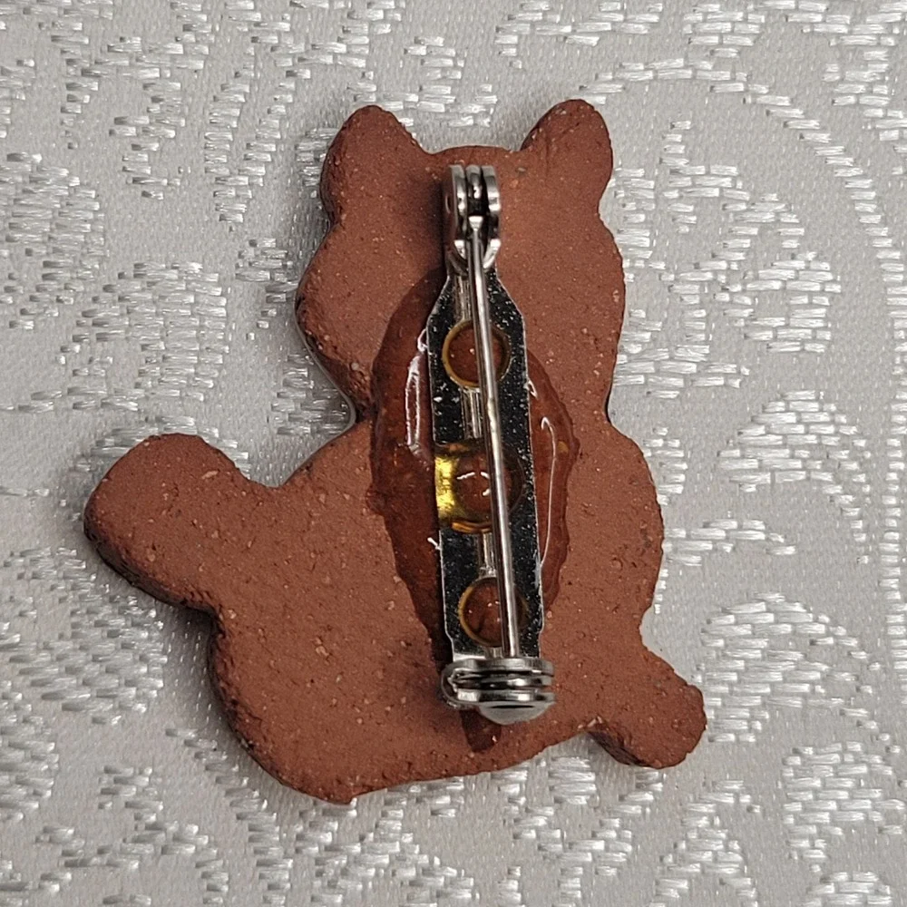 Vintage Hand Painted Calico Cat Brooch Pin Kitty Cute‎ Sweet